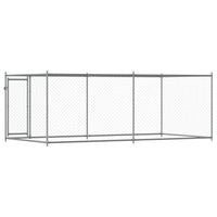 Gabbia per cani con porta 4 x 2 x 1,5 m acciaio zincato grigio 02_0041619