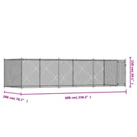 Gabbia per cani con porta 6 x 2 x 1,5 m acciaio zincato grigio 02_0041620