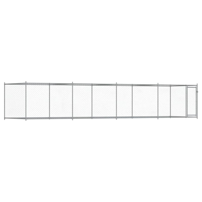 Gabbia per cani con porta 8 x 2 x 1,5 m acciaio zincato grigio 02_0041621