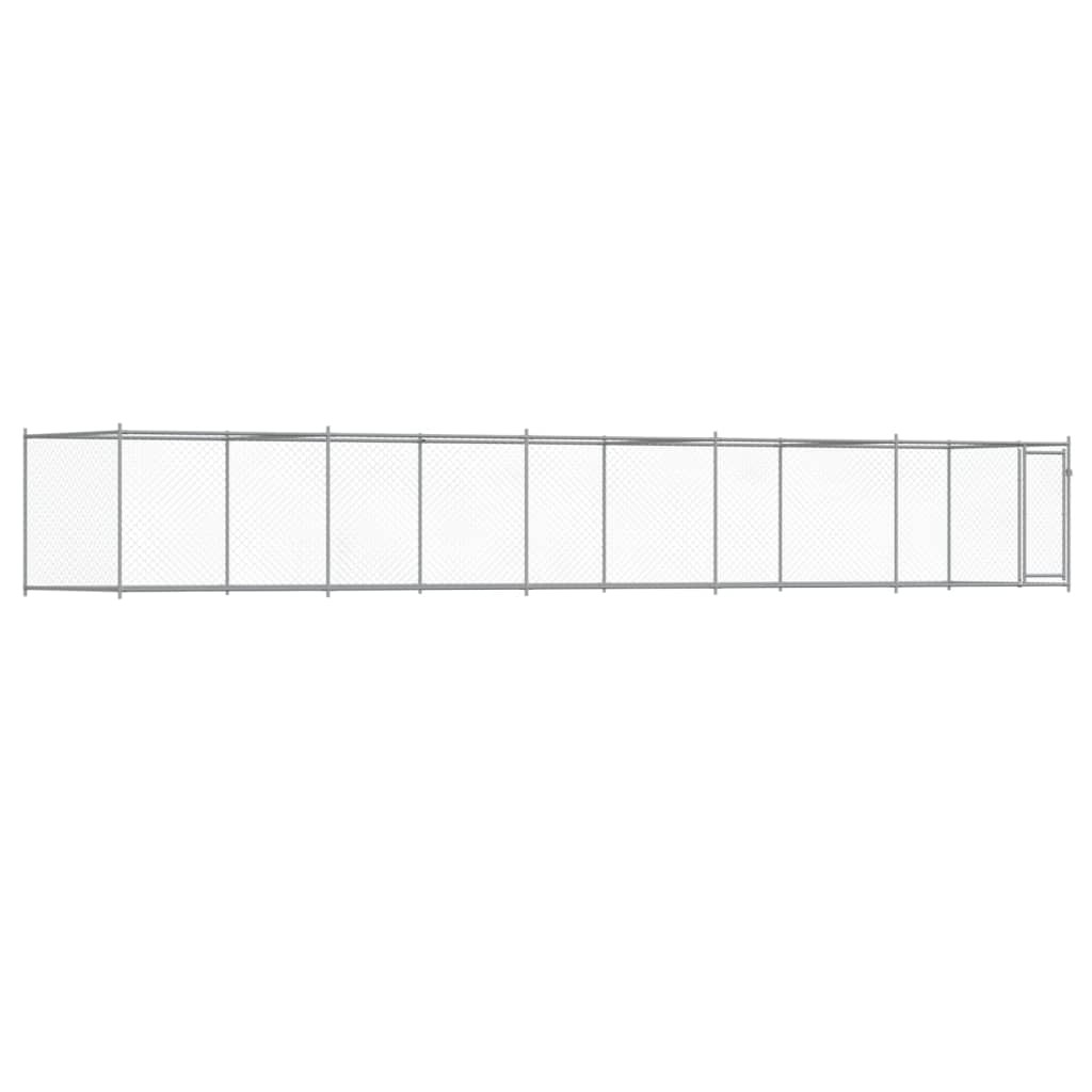 Gabbia per Cani con Porta Grigia 10x2x1,5 m in Acciaio Zincato 3209581