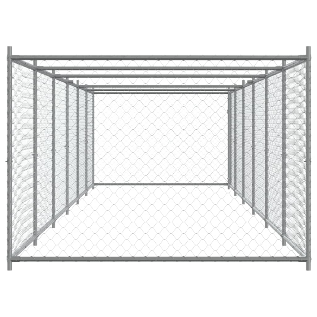 Gabbia per cani con porta 12 x 2 x 1,5 m acciaio zincato grigio 02_0041617