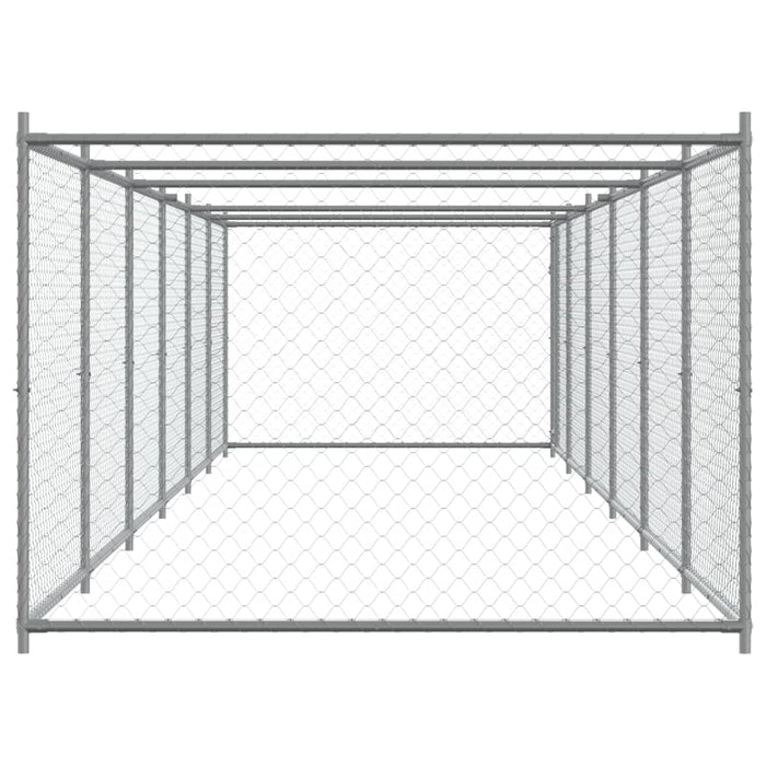 Gabbia per cani con porta 12 x 2 x 1,5 m acciaio zincato grigio 02_0041617