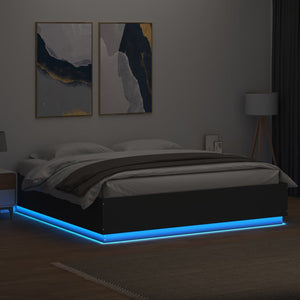 Giroletto con Luci LED Nero 200x200 cm in Legno Multistrato 3209584