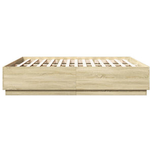 Giroletto Cassetti-Struttura Letto con contenitore Luci LED Sonoma 200x200 cm Legno Multistrato 704367