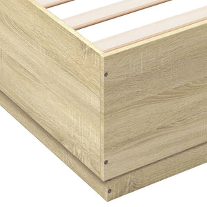 Giroletto Cassetti-Struttura Letto con contenitore Luci LED Sonoma 200x200 cm Legno Multistrato 704367