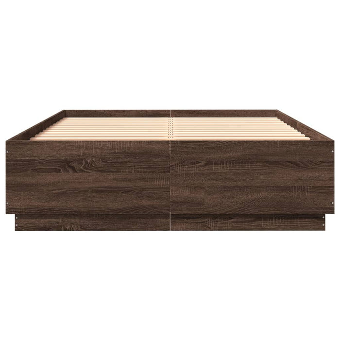 Giroletto Luci LED-Struttura Letto con LED Rovere Marrone 150x200 cm Legno Multistrato