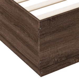 Giroletto Luci LED-Struttura Letto con LED Rovere Marrone 150x200 cm Legno Multistrato