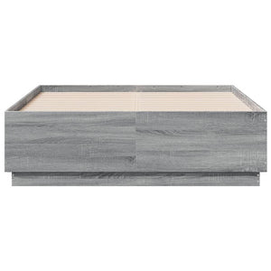 Giroletto Luci LED-Struttura Letto con LED Grigio Sonoma 135x190 cm Legno Multistrato
