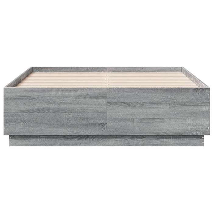 Giroletto Luci LED-Struttura Letto con LED Grigio Sonoma 135x190 cm Legno Multistrato