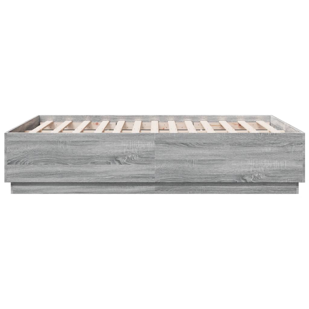 Giroletto Luci LED-Struttura Letto con LED Grigio Sonoma 135x190 cm Legno Multistrato