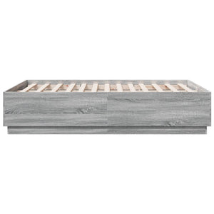 Giroletto Luci LED-Struttura Letto con LED Grigio Sonoma 135x190 cm Legno Multistrato