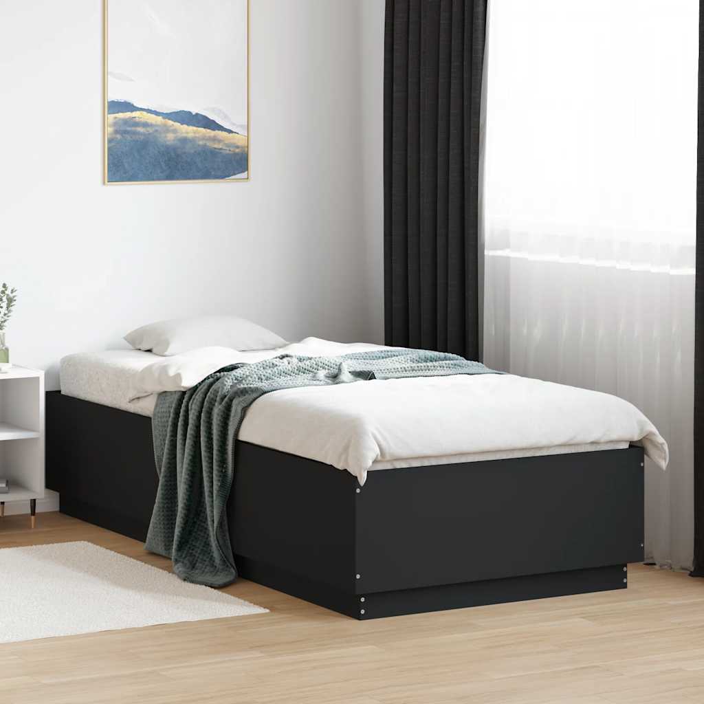 Giroletto-Struttura Letto Nero 100x200 cm in Legno Multistrato 964981