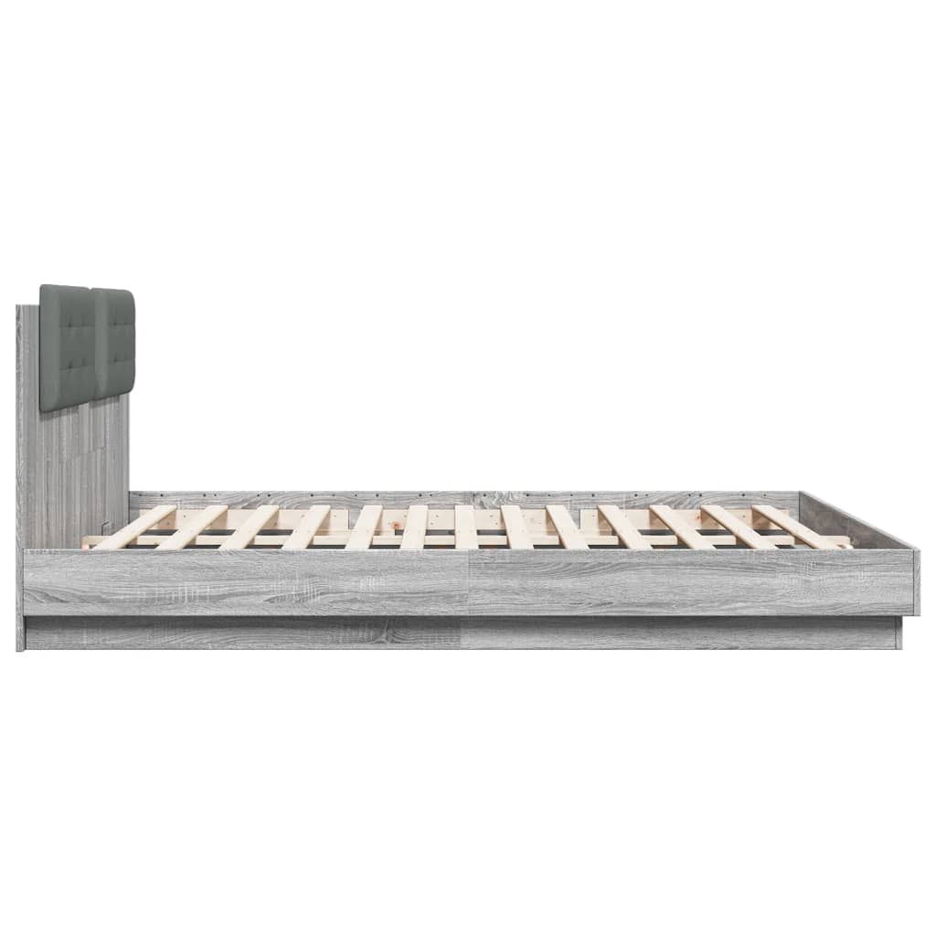 Giroletto Testiera-Struttura Letto Grigio Sonoma 200x200 cm Legno Multistrato 244180