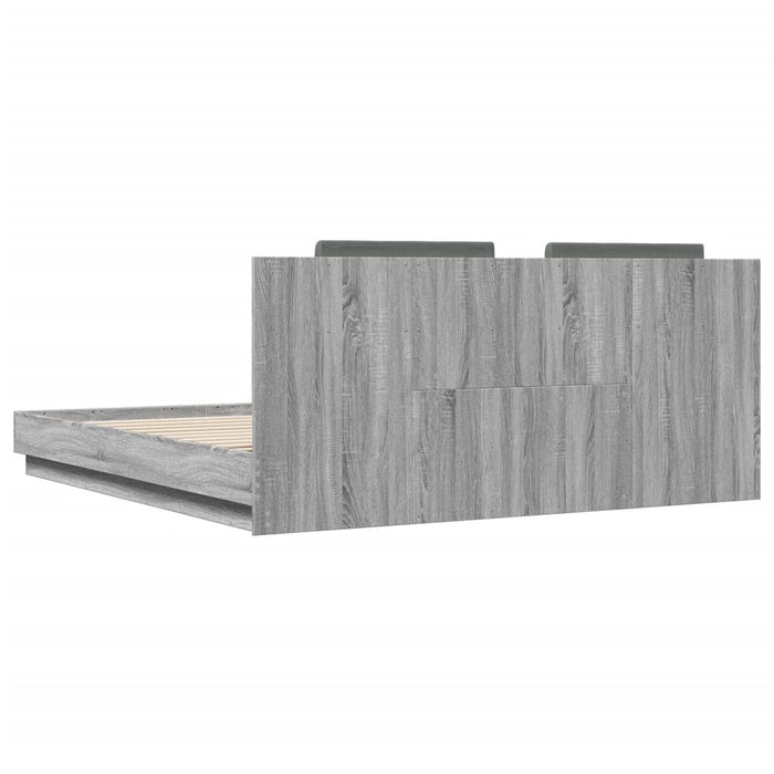 Giroletto Testiera-Struttura Letto Grigio Sonoma 200x200 cm Legno Multistrato 244180