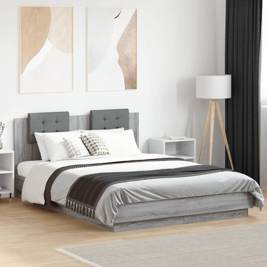 Giroletto Testiera-Struttura Letto Grigio Sonoma 120x200 cm Legno Multistrato 142428