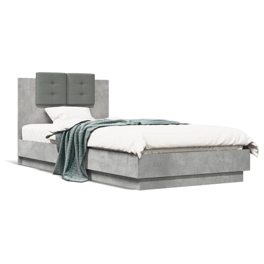 Giroletto Testiera-Struttura Letto Grigio Cemento 100x200 cm Legno Multistrato 441265