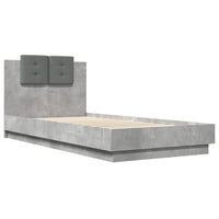 Giroletto Testiera-Struttura Letto Grigio Cemento 100x200 cm Legno Multistrato 441265