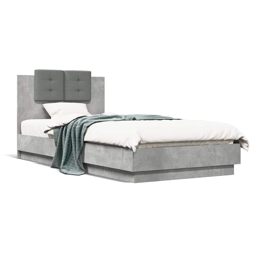 Giroletto Testiera-Struttura Letto Grigio Cemento 90x200 cm Legno Multistrato 540459