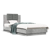 Giroletto Testiera-Struttura Letto Grigio Cemento 90x200 cm Legno Multistrato 540459