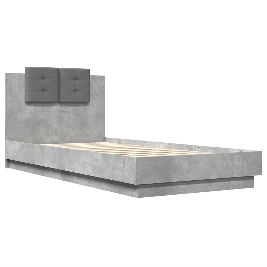 Giroletto Testiera-Struttura Letto Grigio Cemento 90x200 cm Legno Multistrato 540459