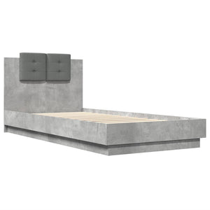 Giroletto Testiera-Struttura Letto Grigio Cemento 90x200 cm Legno Multistrato 540459