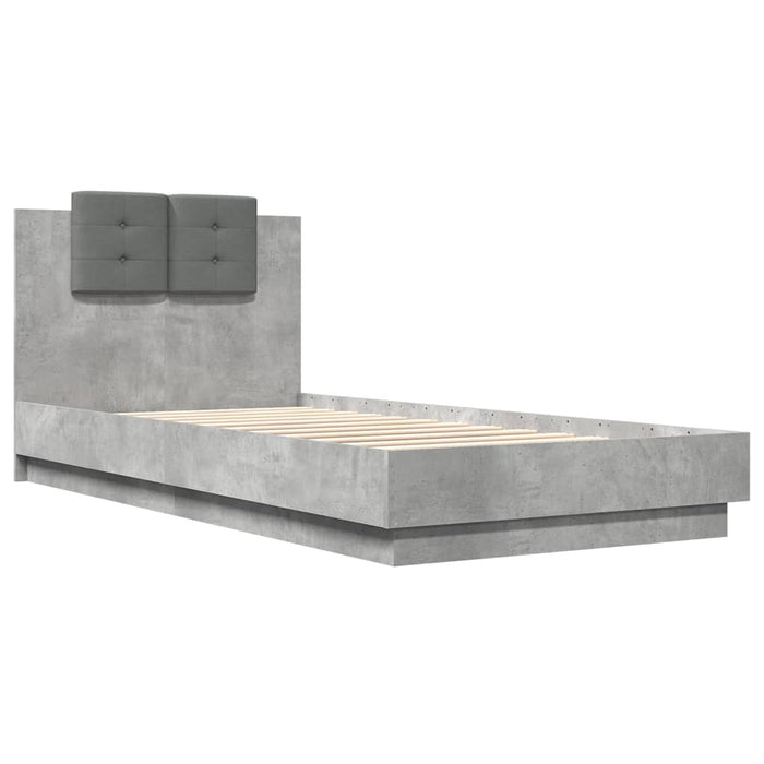 Giroletto Testiera-Struttura Letto Grigio Cemento 90x200 cm Legno Multistrato 540459