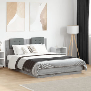 Giroletto Testiera-Struttura Letto Grigio Sonoma 135x190 cm Legno Multistrato 325727