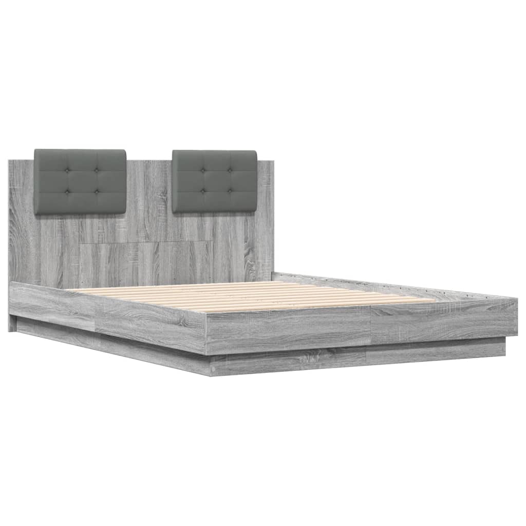 Giroletto Testiera-Struttura Letto Grigio Sonoma 120x190 cm Legno Multistrato 339224