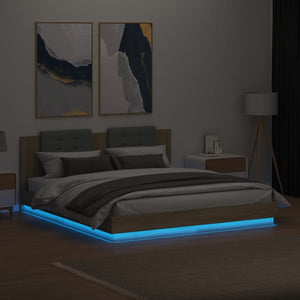 Giroletto con Testiera e LED Rovere Sonoma 180x200 cm 3209991
