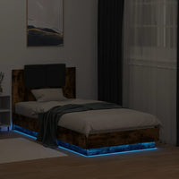 Giroletto con Testiera e LED Rovere Fumo 90x190 cm 3210063
