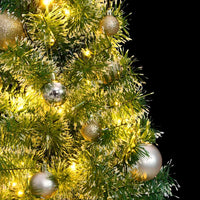 Albero Natale Artificiale 150 LED Palline e Neve Fioccata 120cm 3210091