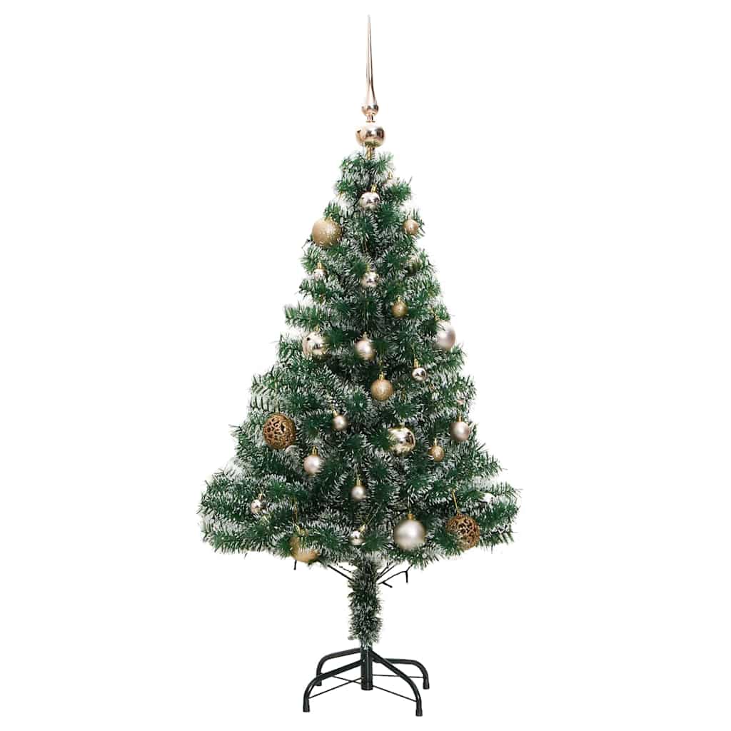 Albero Natale Artificiale 150 LED Palline e Neve Fioccata 120cm 3210091