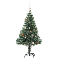Albero Natale Artificiale 150 LED Palline e Neve Fioccata 120cm 3210091