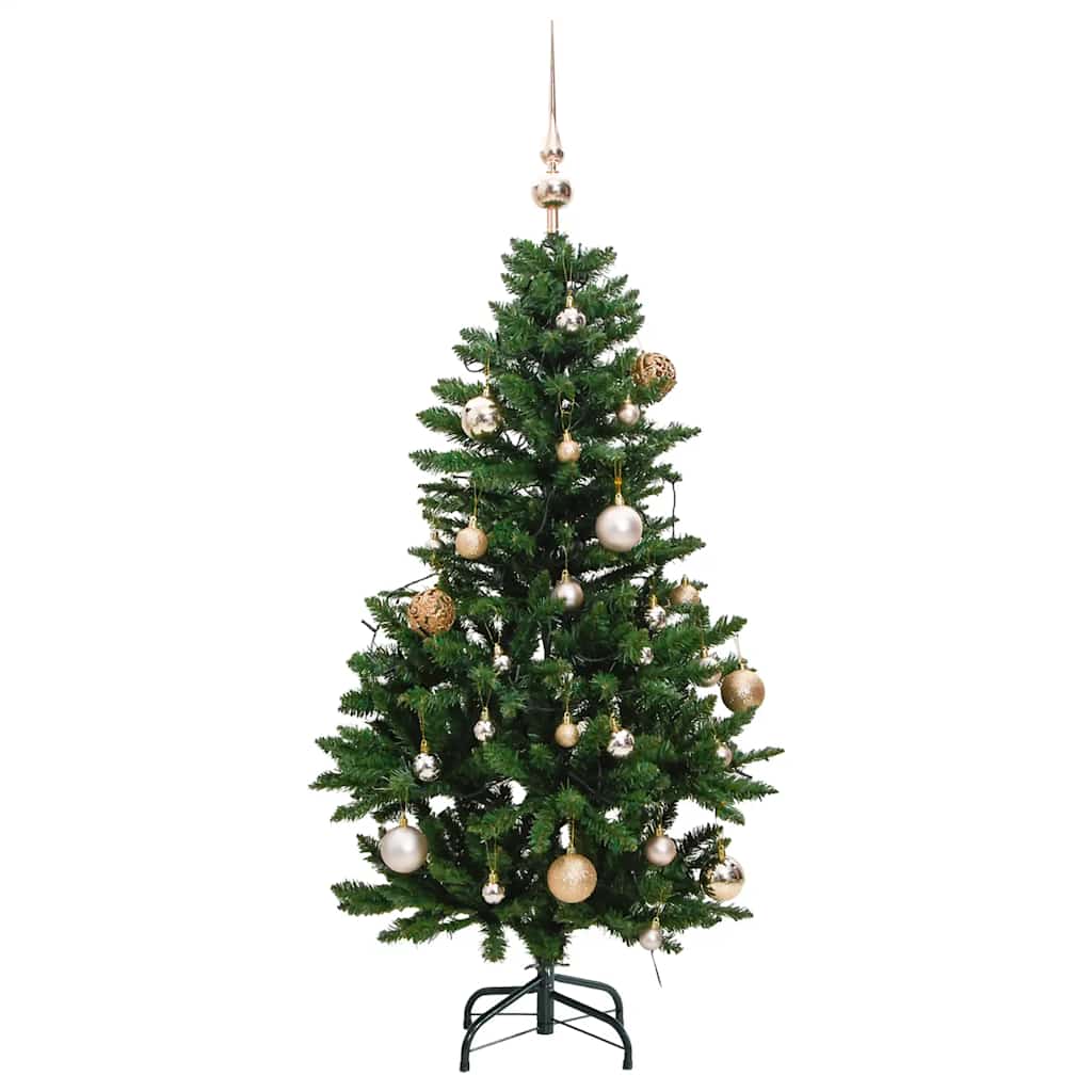 Albero Natale Incernierato con 150 LED e Palline 120 cm 3210093