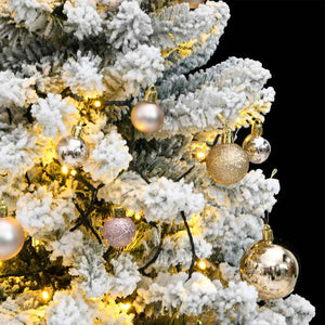 Albero Natale Incernierato con 150 LED e Palline 120 cm 3210097