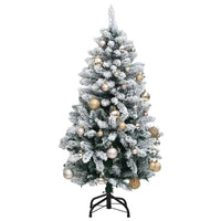 Albero Natale Incernierato con 150 LED e Palline 150 cm 3210098