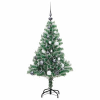 Albero Natale Artificiale 150 LED Palline e Neve Fioccata 150cm 3210100