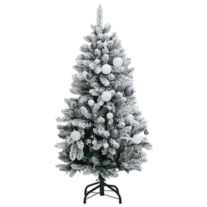 Albero Natale Incernierato con 150 LED e Palline 120 cm