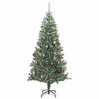 Albero di Natale Artificiale con 300 LED Palline e Neve 240 cm 3210127