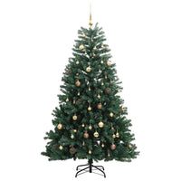 Albero Natale Incernierato con 300 LED e Palline 180 cm 3210128