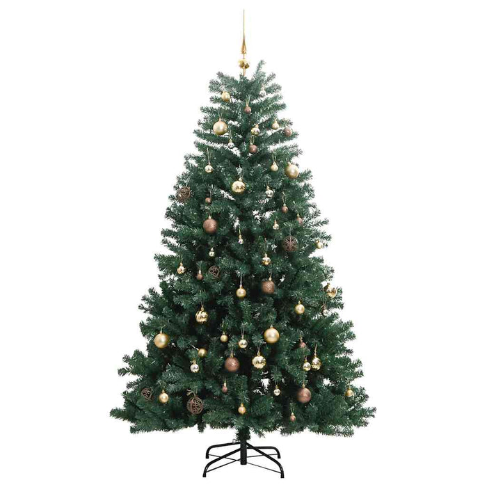 Albero Natale Incernierato con 300 LED e Palline 210 cm 3210129