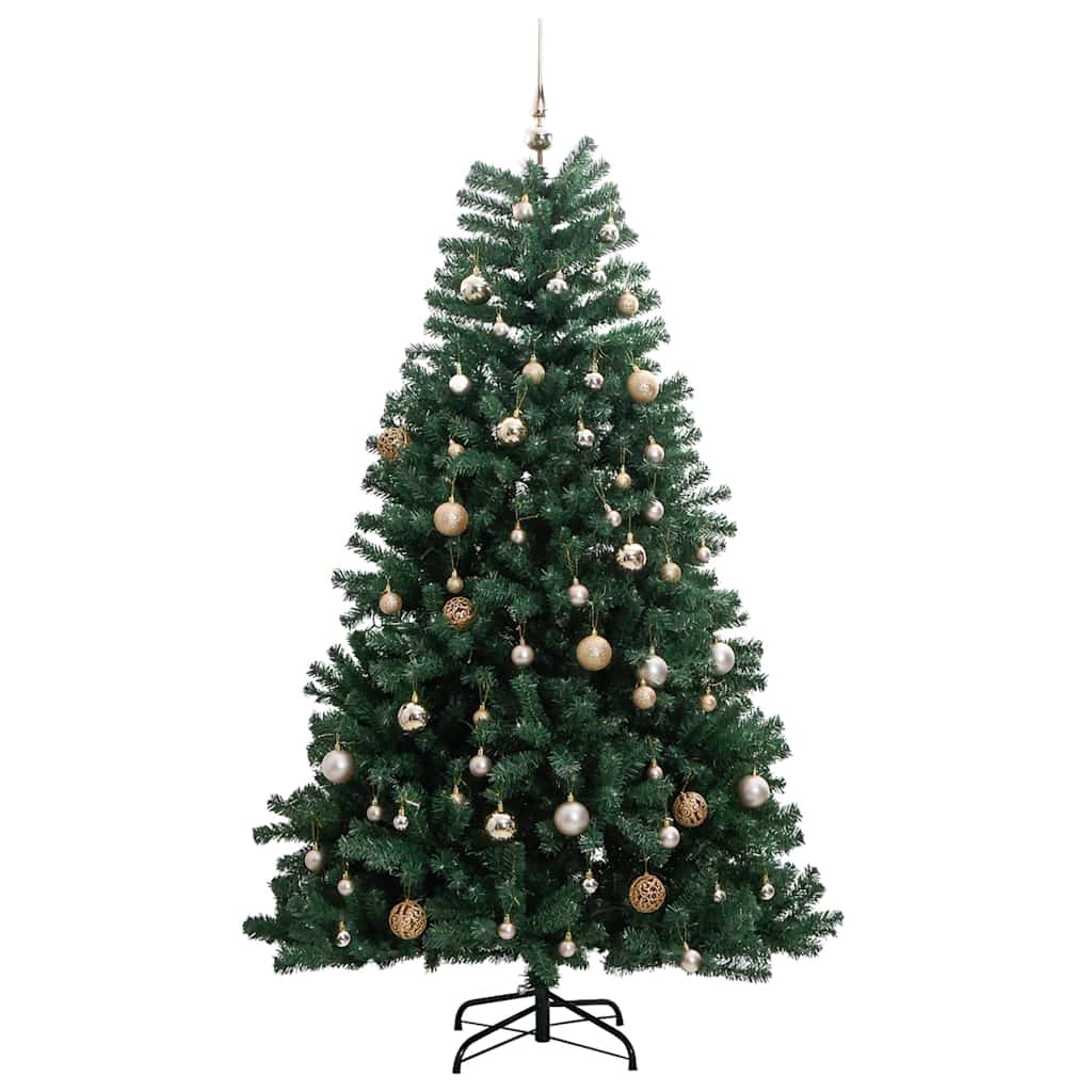 Albero Natale Incernierato con 300 LED e Palline 210 cm 3210147