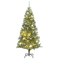 Albero di Natale Artificiale con 300 LED Palline e Neve 210 cmcod mxl 107884