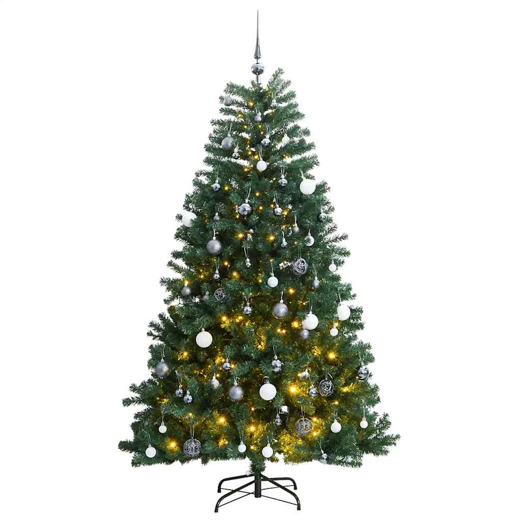 Albero Natale Incernierato con 300 LED e Palline 210 cmcod mxl 131872