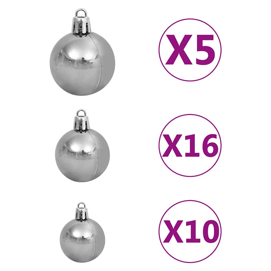 vidaXL Albero Natale Artificiale Incernierato 300 LED e Palline 270 cm