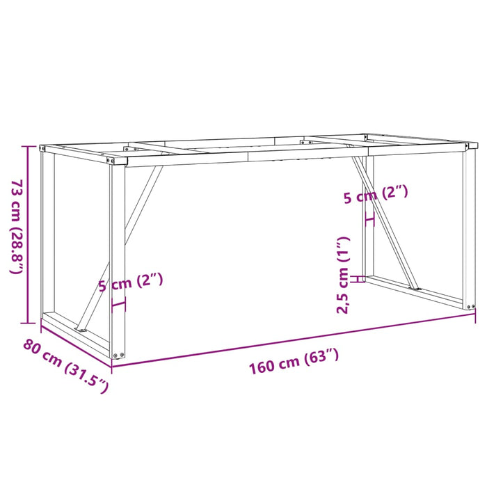 Telaio Gambe a O per Tavolo da Pranzo 160x80x73 cm in Acciaio