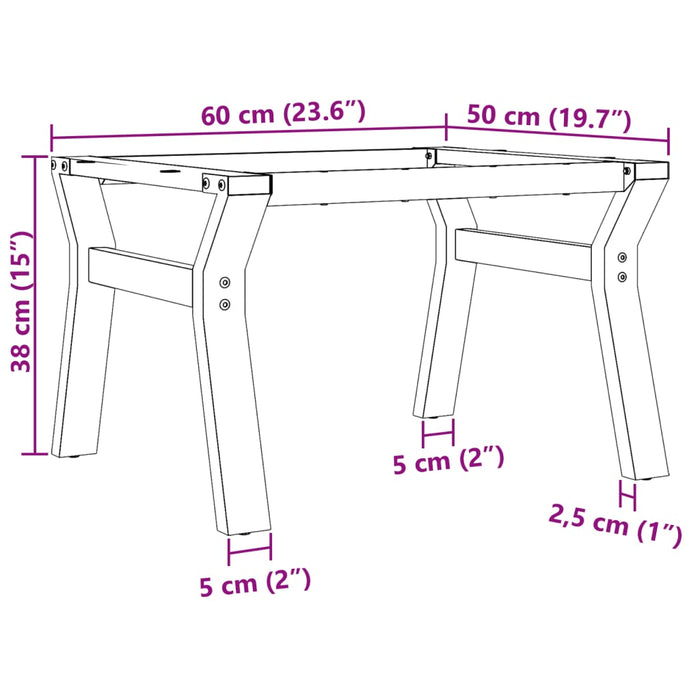 Telaio Gambe a Y per Tavolino da Salotto 60x50x38 cm in Acciaio 357919