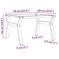 Telaio Gambe a Y per Tavolino da Salotto 70x60x43 cm in Acciaio