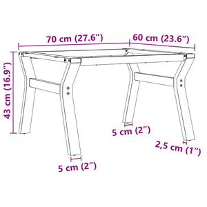 Telaio Gambe a Y per Tavolino da Salotto 70x60x43 cm in Acciaio