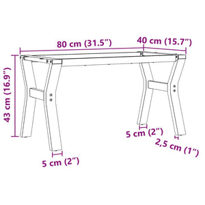 Telaio Gambe a Y per Tavolino da Salotto-Gamba per Tavolo 80x40x43 cm in Acciaio